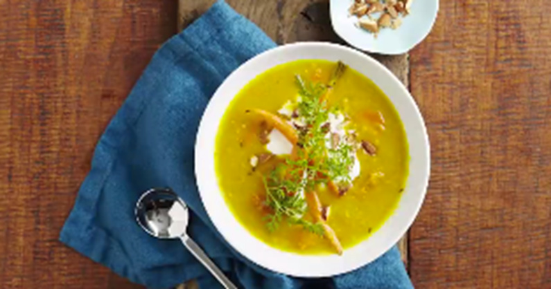 Pumpkin, carrot, lentil & ginger soup feature image