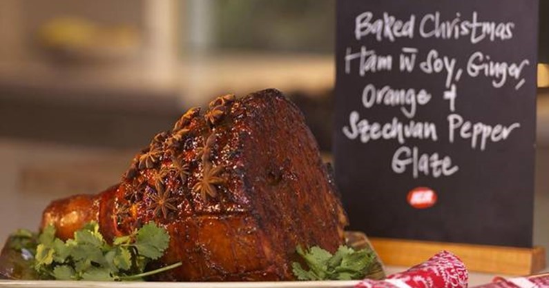 Baked Christmas ham with soy, ginger, orange and Szechuan pepper glaze feature image